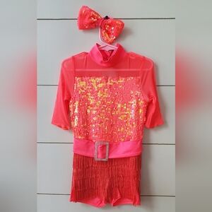 Weissman Pink and Gold Sequin Dance Costume